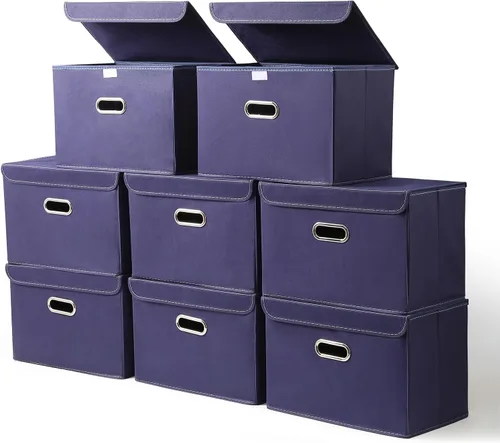 Miniatura 42 de STOREONE Contenedores de Almacenamiento de Tela en Forma de Cubo Plegables, Organizador Contenedor Cesta Plegable con Tapas y Asas de Metal