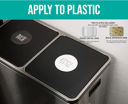 Miniatura 4 de Imanes rústicos de reciclaje y basura para latas de basura de cocina y contenedores de reciclaje, combo de imanes de basura y reciclaje para botes