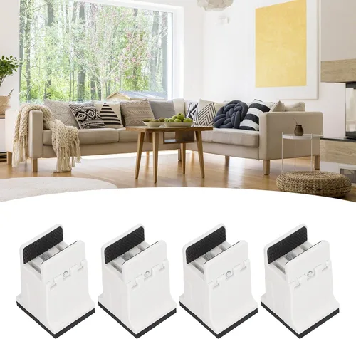 Miniatura 3 de Srliya 4 elevadores de mesa para cama, elevadores de muebles ajustables con abrazadera de tornillo, elevadores de muebles resistentes para sofá