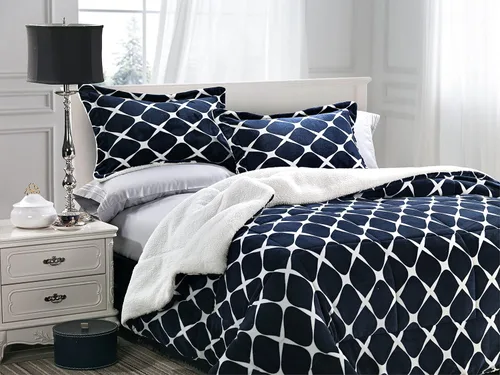 Miniatura 27 de Elegant Comfort Juego de edredón de calidad premium de peso pesado de micromink con respaldo de sherpa reversible alternativo al plumón de Negro