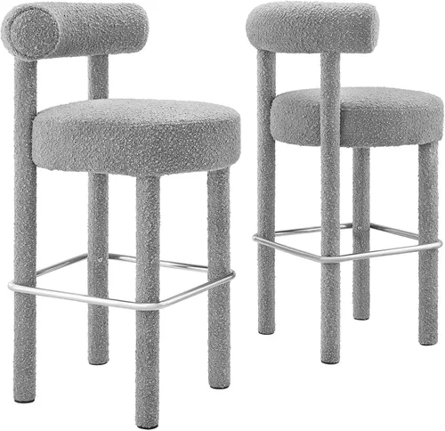 Miniatura 12 de Modway EEI-6705-IVO Toulouse Boucle - Juego de 2 sillas de comedor de tela, color marfil