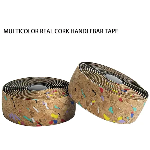 Miniatura 7 de Cinta de corcho para manillar de bicicleta de carretera, 2 rollos, antideslizante, absorción de impactos, cinta de agarre con tapones de barra