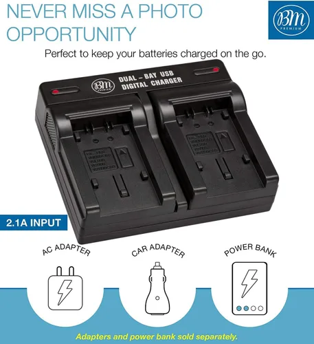 Miniatura 2 de BM Premium Cargador de batería dual USB VW-VBK180, VW-VBK360, VBT190, VBT380 para videocámaras Panasonic