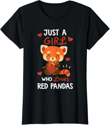 Just A Girl Who Loves Red Pandas - Camiseta de regalo para amante de la panda roja Negro S