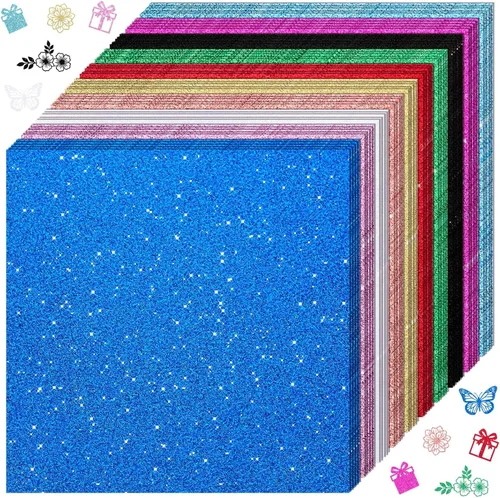 Miniatura 11 de Kisston 50 piezas de papel de cartulina con purpurina dorada brillante de 12 x 12 pulgadas, papel de cartulina resistente de 300 GSM (110 libras)