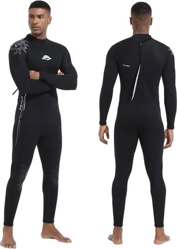 XUKER Traje de neopreno para hombre de 0.079 pulgadas, con cremallera trasera en agua fría, traje de buceo de cuerpo completo para deportes acuáticos