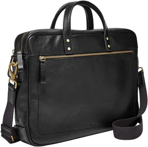 Miniatura 2 de Fossil Haskell - Maletín de cuero o tela para hombre, Black + Quinn Bifold