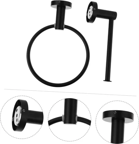 Miniatura 5 de OSALADI Juego de estante de almacenamiento de baño multifuncional Toallero de papel Anillo de toalla