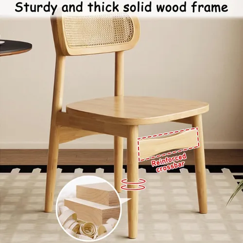 Miniatura 7 de YVYKFZD Solid Wood Dining Chairs Set, Armless Kitchen Chairs, Dining Room Chair with Rattan Backrest, Comfy Side Chair, for Living Room, Bedroom