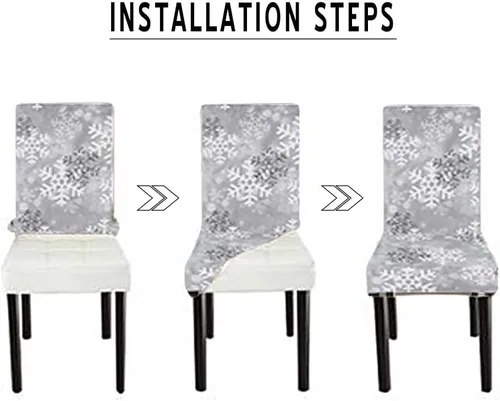 Miniatura 4 de LIPOR Juego de 2 fundas elásticas para sillas de comedor de Navidad, fundas elásticas para sillas Parsons con estampado de copos de nieve