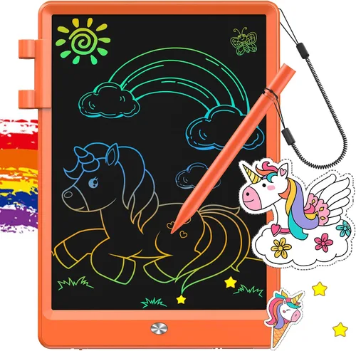 Miniatura 8 de FLUESTON Tableta de escritura LCD para niños, tablero de garabatos de 10 pulgadas, almohadilla de dibujo colorida para niños pequeños, juguetes Rosa