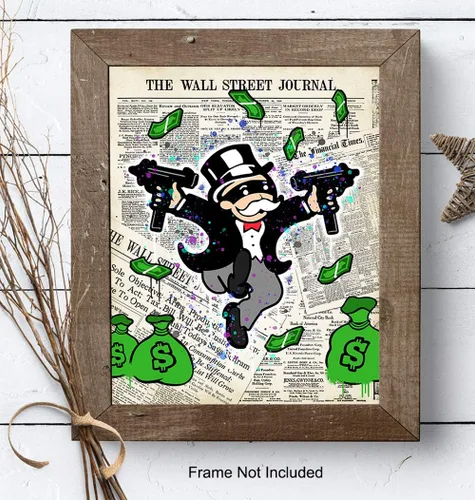 Miniatura 7 de Wall Street Journal, Financial Times Gangsta Graffiti Monopoly Man Póster de Arte de Pared - 8x10 pulgadas Decoración Dow Jones, NASDAQ, Decoración