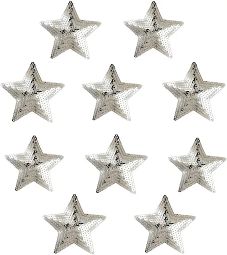 Miniatura 10 de Paquete de 10 parches bordados con lentejuelas brillantes de 5 estrellas para coser con apliques, color rojo