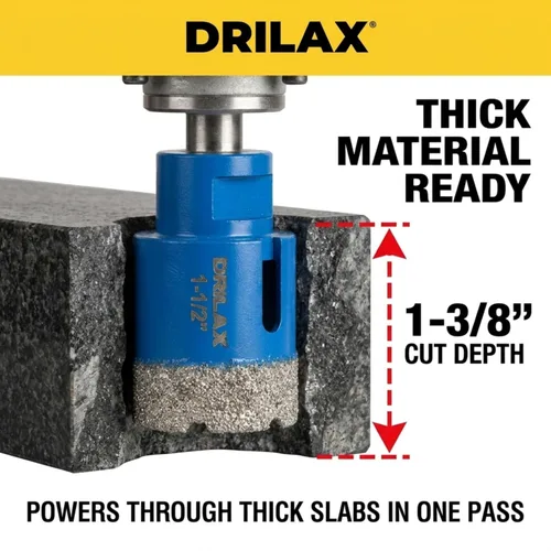 Miniatura 7 de Drilax Sierra perforadora de diamante de 1-1/2 pulgadas para amoladora angular, rosca de 5/8"-11, hormigón de porcelana de cuarzo de granito