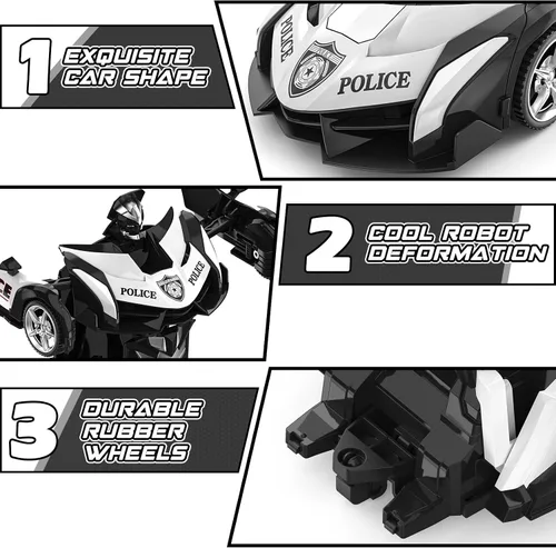 Miniatura 4 de BLUEJAY Auto Rc Transformables para niños de 4-7 y 8-12 años, auto de control remoto 2.4 GHz, escala 1:18, robot transformable, deformación con un