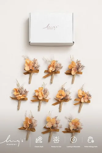 Miniatura 6 de Ramillete de Ling's Moment para Hombre, 10 piezas Boutonniere para Invitados de Boda, Flores Artificiales para Boda/Baile/Regreso a Casa, etc. Boho