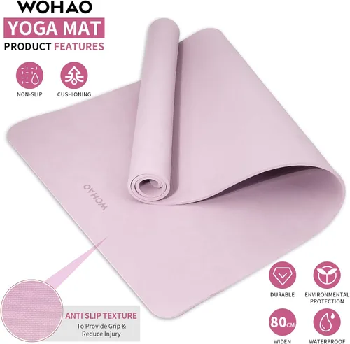 Miniatura 2 de Extra Wide & Thick 8mm Yoga Mat, 72"x31.5" Large Non Slip Exercise Mat, Premium POE Material for Superior Cushioning & Stability, with Strap for