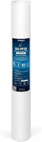 Ronaqua Cartucho de filtro de agua de sedimentos estándar de 5 micrones de 20 x 2.5 pulgadas, certificado NSF, filtración de 4 capas para sistemas