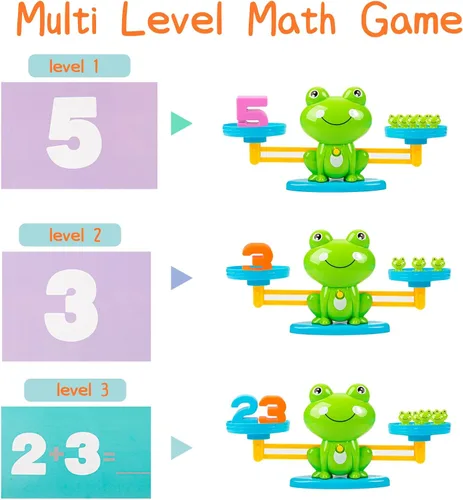 Miniatura 2 de Juguetes de conteo de equilibrio de rana, juegos de matemáticas geniales para niños y niñas, juguete educativo de números para preescolar, divertido