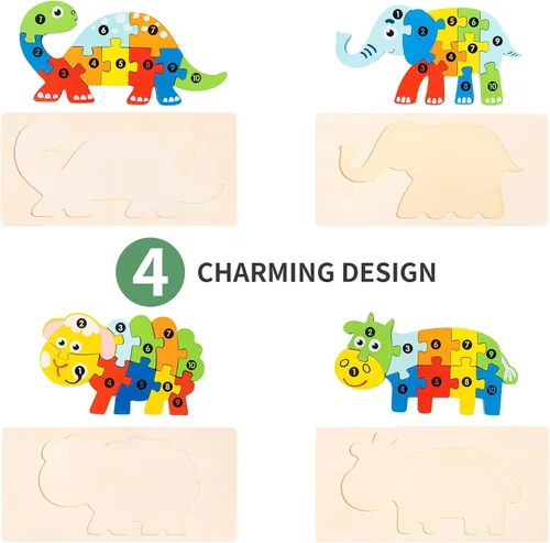 Miniatura 7 de Paquete de 6 rompecabezas de madera de animales para niños de 3 a 5 años, juguetes Montessori para bebés de 3, 4, 5, 6 años, rompecabezas