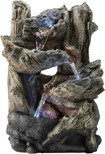 Miniatura 15 de Alpine Corporation fuente de mesa interior de 14 pulgadas de alto con dos jarrones en una rama de árbol con luces LED