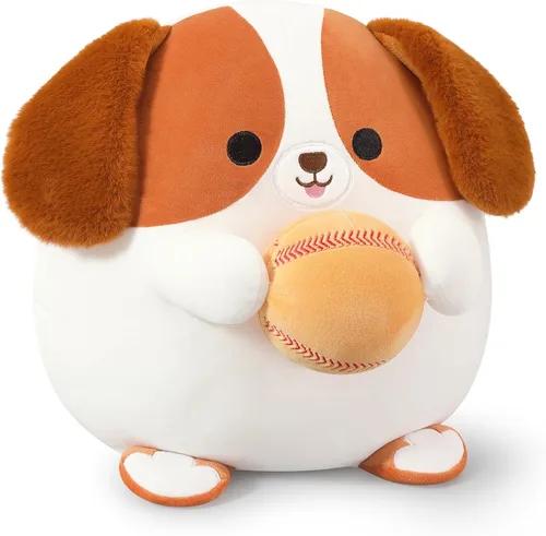 Onsoyours - Original juguete de peluche de perro beagle con béisbol - 30 cm de felpa suave, juguete de cachorro deportivo, lindos peluches para