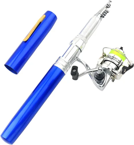 Miniatura 18 de Lixada - Juego de Carrete y Caña de Pescar Mini Bolígrafo Caña de Pescar Telescópica Kit de Caña de Pescar Plegable Caña de Pescar Giratoria