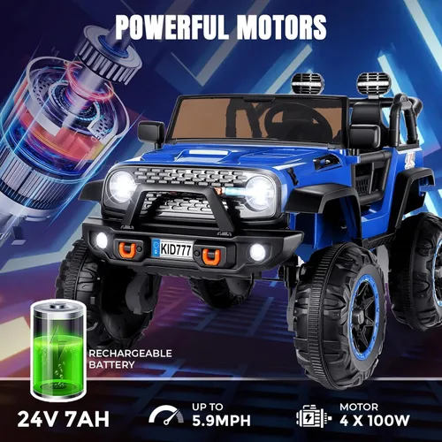 Miniatura 2 de Hikole - Vehículo de paseo de 24 V para niños grandes, vehículo todoterreno de 2 plazas con control remoto, 2WD/4WD conmutable, asientos extra Rosa