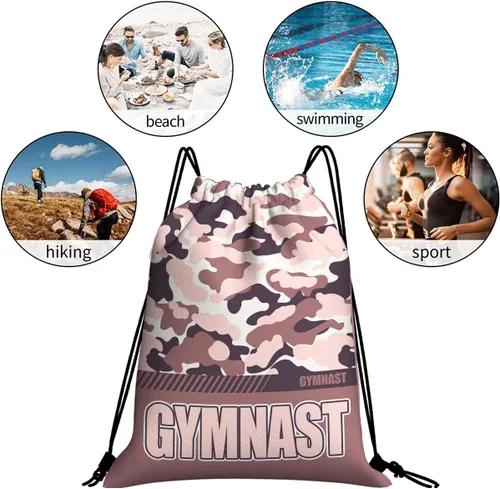 Miniatura 68 de Mochila con cordón impermeable para gimnasio, bolsas con cordón, bolsa de cuerda deportiva, mochila de camuflaje, Bolsas con cordón Cheer - Bolsas