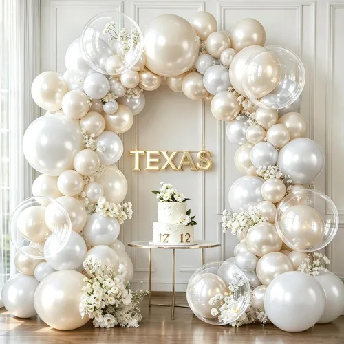 Miniatura 16 de Kit de Arco de Globos Azul Polvoriento Dorado, Kit de Arco de Globos Pastel de Doble Relleno Azul Claro Azul Oscuro Mezclilla Azul Pálido con Globos