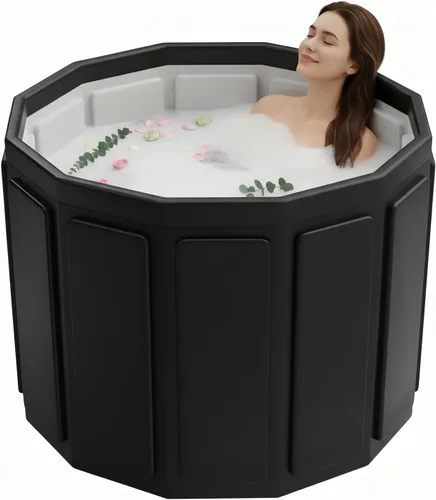 Miniatura 16 de Bañera portátil para adultos, bañera plegable para spa caliente y baño de hielo, bañera pequeña plegable para baño, bañera portátil aislada de 6