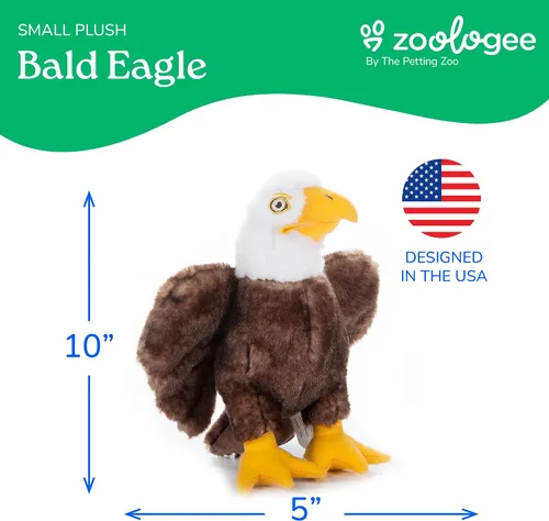 Miniatura 4 de The Petting Zoo Peluche de águila calva, regalos para niños, animales de vida silvestre Earth Keeperz, juguete de peluche de águila calva marrón