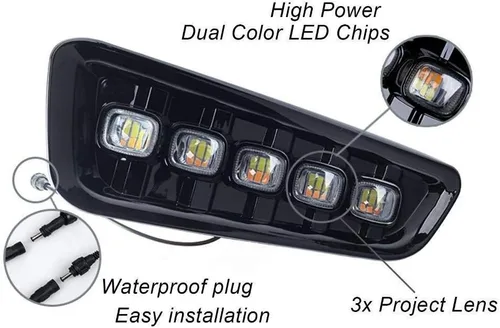Miniatura 3 de Xotic Tech Switchback - Lámparas LED antiniebla con señal de giro de doble función, compatible con Ford F-150 Raptor 2017 en adelante, blanco/ámbar