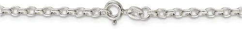 Miniatura 4 de Collar de cadena oval sólido de plata de ley de 0.108in con lazo negro
