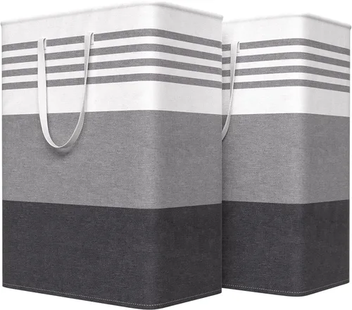 Miniatura 9 de WOWBOX Paquete de 2 cestas de lavandería, cestas de ropa sucia independientes con asas reforzadas y punto de cruz y revestimiento impermeable