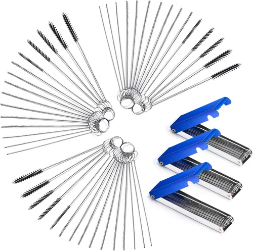 Miniatura 9 de Juego de 6 unidades de limpiador de carburador para quitar la suciedad de carbón con 30 agujas de limpieza + 15 cepillos de nailon + 3 llaves + 39