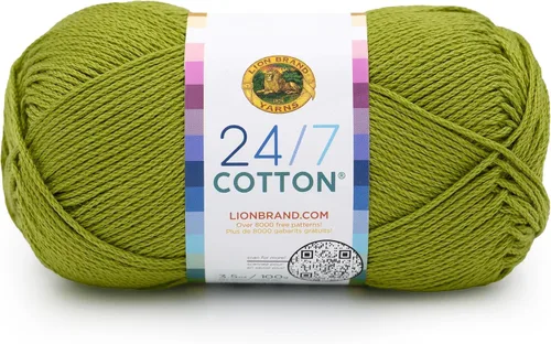 Miniatura 26 de Lion Brand Yarn, Hilo ligero mercerizado de algodón 24/7 para tejer, ganchillo y manualidades, Almirante, 1 paquete, 185 yardas de fibra natural