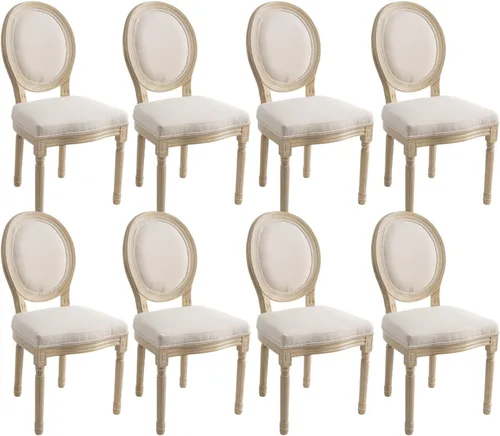Miniatura 25 de Kmax Sillas de comedor estilo granja, patas de madera marrón, elegantes sillas de cocina copetudas, sillas de dormitorio francesas desgastadas