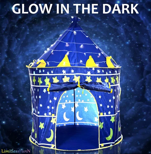 Miniatura 2 de Tienda de campaña y luces para niños, casa de juegos para niños, 41 x 53 pulgadas, azul