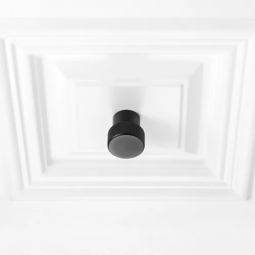 Miniatura 7 de Koofizo - Paquete de 10 tiradores de gabinete estriados para armario, manija negra para muebles (1.1 pulgadas/28 mm), herrajes sólidos K22