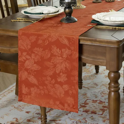 Miniatura 12 de Joyfol Day Caminos de Mesa de Navidad, Impermeable Jacquard Verde Flor de Pascua Camino de Mesa para Navidad Vacaciones Invierno Festival Cocina