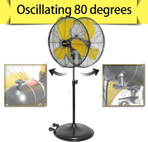 Miniatura 3 de HiCFM Ventilador de pedestal de 20 pulgadas, inclinación de 50°, 3 velocidades, 5000 CFM, ventilador de pie de alta velocidad con motor potente