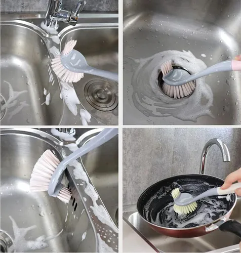 Miniatura 6 de Cepillos para fregar platos, utensilios de cocina y cepillo para verduras con cerdas duraderas, cepillo de platos de 2 caras para fregadero, cocina