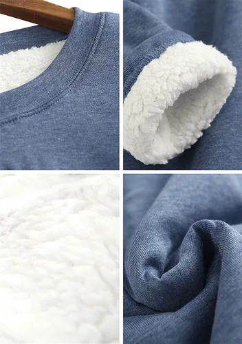 Miniatura 2 de YMING Sudadera de invierno con forro polar cálido para mujer, talla grande, con cuello redondo