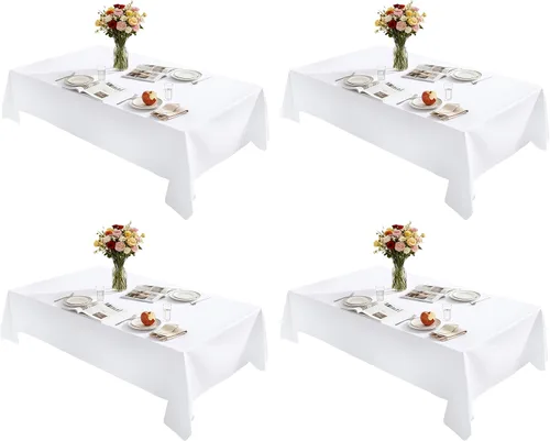 Miniatura 8 de Mantel rectangular de 60 x 84 pulgadas, 4, 5, 6 pies, paquete de 2 manteles reutilizables y lavables, de poliéster, color negro