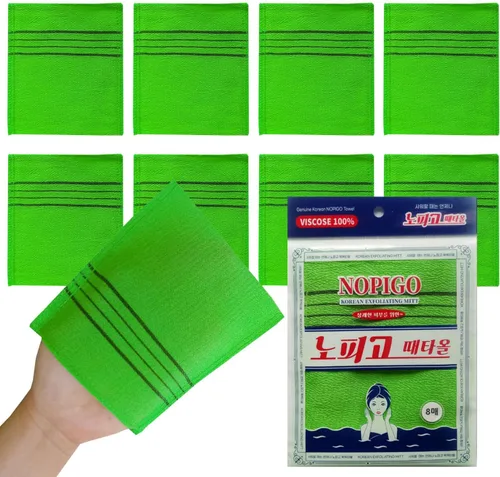 Manopla de baño exfoliante asiática coreana para eliminar la piel muerta. Exfoliante corporal. Guantes exfoliantes para exfoliante corporal (verde 8)