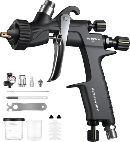 InoKraft Drizzle Pro LVLP - Pistola pulverizadora, rendimiento preciso de bajo exceso de pulverización con diseño ultraligero de 11.99 oz. Incluye