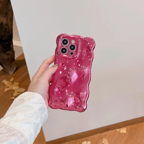 Miniatura 4 de JANDM Funda para iPhone 13 Pro, 3D Wave Bubble Shape Ripple Chrome Pattern Soft Non-Yellowing Case Glitter Shiny Camera Shockproof Women Girls Cover