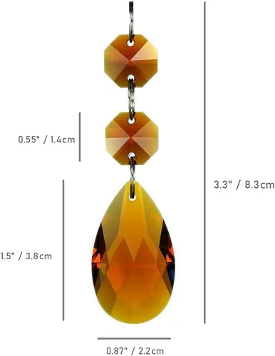 Miniatura 6 de 20 piezas de 1.496 pulgadas (1.496 in) con forma de lágrima, cristales de repuesto para atrapasoles de cristal conectados, cuentas octágonas, adorno