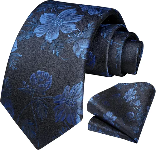 Miniatura 250 de Corbatas florales tejidas clásicas para hombre, corbata cuadrada de bolsillo, corbatas formales para hombres, boda con pañuelo